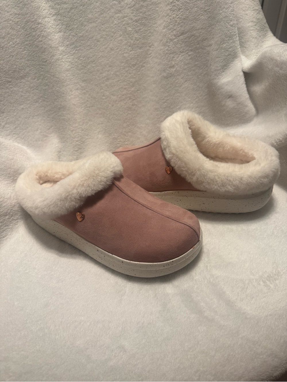 BOBS from Skechers Dusty Pink Faux-Fur Slip-On Clog